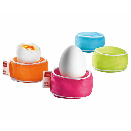 Eierkissen, 4er-Set Cool: das Sitzkissen f&uuml;rs Fr&uuml;hst&uuml;cksei. Ob S- oder XL-Eier: wegrollen ausgeschlossen.