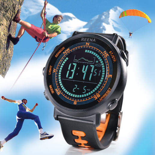 Weather Master Armband-Uhr Kompass, H&ouml;henmesser, Barometer, ... &ndash; alles in Ihrer Armbanduhr.