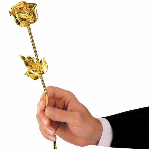 Vergoldete Rose Das Zeichen unverg&auml;nglicher Liebe &ndash; f&uuml;r die Ewigkeit mit 999er Gold &uuml;berzogen.