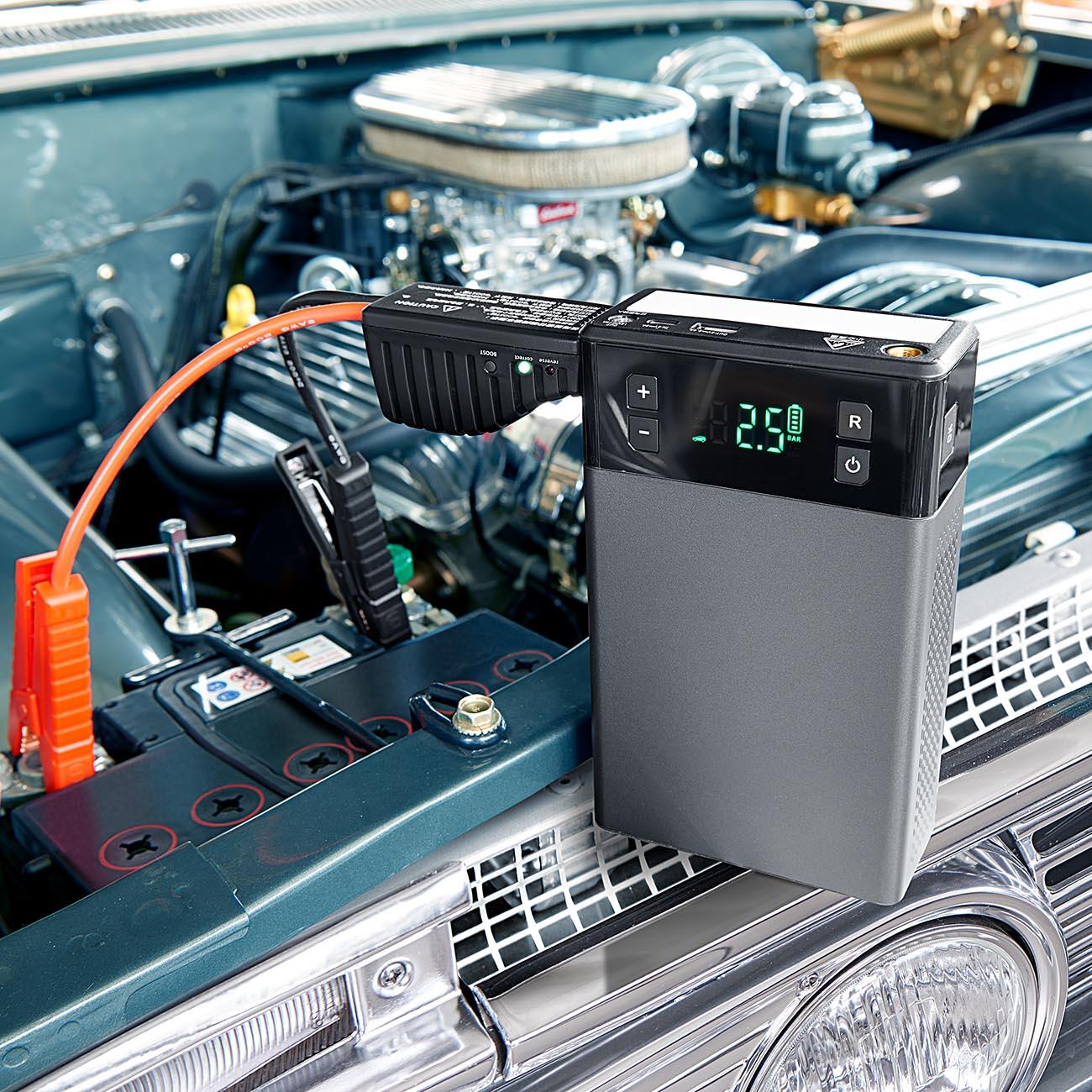 4-in-1 Auto-Notfall-Starthilfe 180 PSI Luftpumpe Power Bank Licht