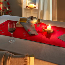 Hossner, Tischläufer Sternenzauber, 50 x grau cm, 150 rot
