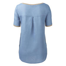 Blau Rückansicht des La Feé Maraboutée Leinen-Shirts in Blau