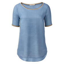 Blau La Feé Maraboutée Leinen-Shirt in Blau mit Rundhalsausschnitt
