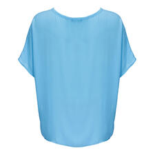 Blau Rückansicht einer blauen T-Shirt-Bluse von Janice & Jo.