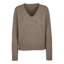 Raccoon-Flausch-Pullover - Der Pullover aus seltenem Waschbär-Woll-Garn: Weich wie Kaschmir. Wärmend wie Alpaka. Flauschiger Pullover mit V-Ausschnitt und dekorativen Steinen