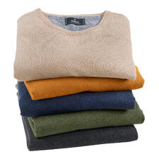 Pullover, Creme, Curry, Navy, Grün und Anthrazit Stapel aus verschiedenen Feinstrick Longsleeves in verschiedenen Farben, Größe 46
