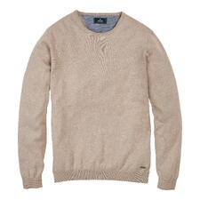 Pullover, Creme Cremefarbener Feinstrick Longsleeve mit Rundhalsausschnitt, Größe 46