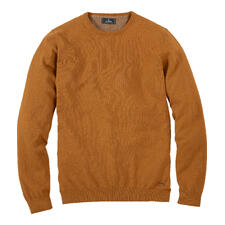 Pullover, Curry Curryfarbener Feinstrick Longsleeve mit Rundhalsausschnitt, Größe 46