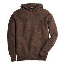 Herren, Braun Brauner Pique-Hoodie mit Kapuze und einem langen Arm