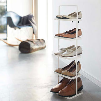 Tragbares Schuhregal „Tower“ Elegant. Übersichtlich. Im puristisch-japanischen Design.  Verstaut 5 Paar Schuhe auf der Stellfläche eines Paares.