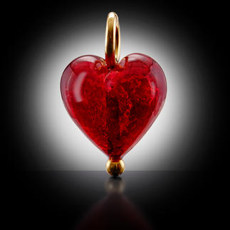 Murano-Herz-Anhänger oder Silberkette vergoldet Venezianische Pracht: schimmerndes Gold, eingefangen von einem edlen Herz aus Murano-Glas.
