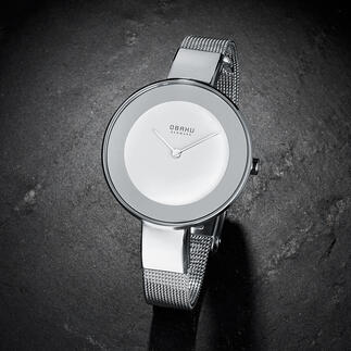 Milanaise-Armbanduhr Leicht. Flach. Filigran: Armbanduhr und modisch schmales Armband in einem. Von Obaku, Dänemark.