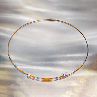 Kabelcollier oder -Ring mit Brillanten Durch genialen Mechanismus stufenlos verstellbar – ohne Verlängerungskettchen.