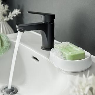 Silikon-Seifenschale Unzerbrechliche Silikon-Seifenschale mit integriertem Ablauf. Nachhaltig, schön und praktisch für Küche und Bad.