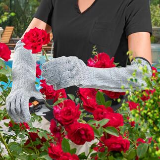 Safety-Gartenhandschuh Ihr wohl sicherster Gartenhandschuh: Spezialfaser höchster Schnittfestigkeit plus extra langer Schaft.