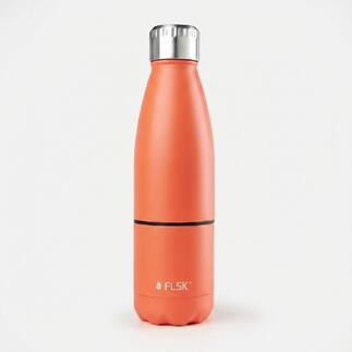 Isolierflasche in Orange auf einem weißen Hintergrund.