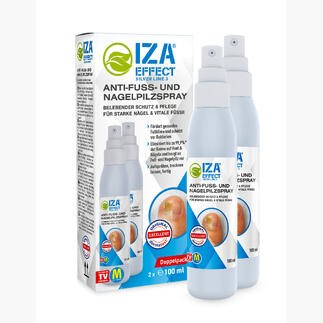 Zwei Flaschen Anti-Fuß- und Nagelpilzspray in einer Verpackung.