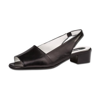Schwarze Mario Arpili Sandalette in Größe 36 mit mittelhohem Holzabsatz.