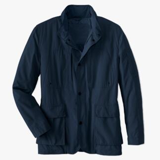 Navy Smart Casual-Funktionsjacke auf einem weißen Hintergrund.
