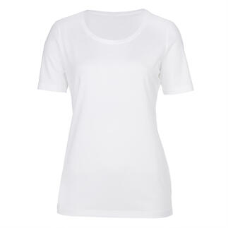 Weißes Basic-Shirt mit Rundhalsausschnitt in Größe 36.