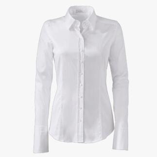 Weißes van Laack Basic-Bluse, vorne mit Knöpfen, Größe 34B.