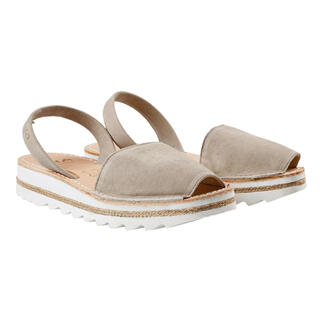 Beige Avarcas de Menorca-Sandalen mit offener Zehenpartie und Slingback-Riemen