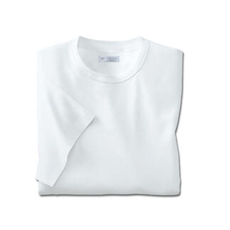 Weißes Sunspel-Shirt, kurzarm, Rundhals, Größe 46/48.