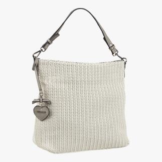 Beige Flecht-Shopper von Emily & Noah in einer eleganten Präsentation.