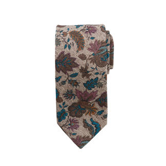 Ascot Blumen-Tweed-Krawatte auf weißem Untergrund