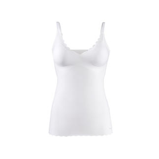 Weißes Skiny Bra Top mit breiten Trägern.