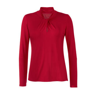 Offenes, rotes Tencel™-Shirt von LaSalle Amsterdam in Größe 36.