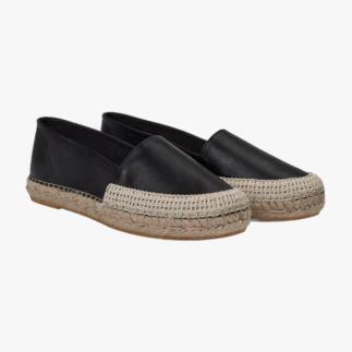 Schwarze Leder-Espadrilles von Macarena, Größe 36.
