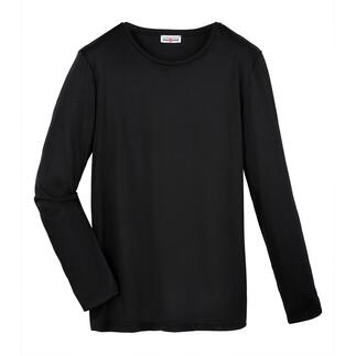 Schwarzes Edel-Longsleeve aus hochwertigen Materialien, schlicht und funktional