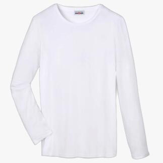 Weißes Edel-Longsleeve aus hochwertiger Baumwolle, schlicht und bequem