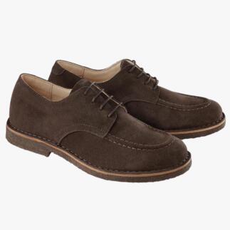 Braune Krepp-Derby-Schuhe aus Wildleder mit Schnürung