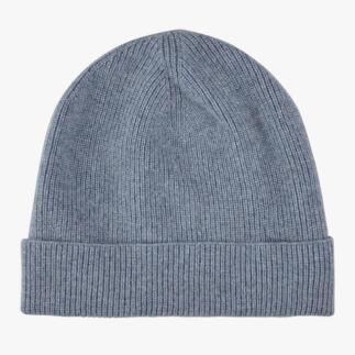 Graue Kaschmir-Beanie von oben betrachtet