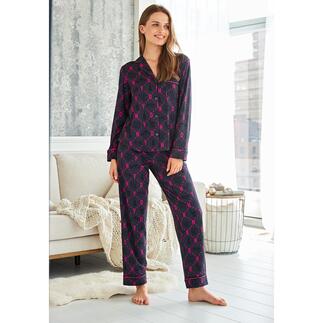 Der Logo-Print-Pyjama von Donna Karan New York.  Trendgerecht wie ein High-Fashion-Piece.