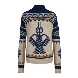 Der symbolträchtige Inka-Pullover made in Peru. Vom Hamburger Slow-Fashion-Label Achiy. Flaumweiche Baby-Alpakawolle. Authentisches Ethnomuster. Traditionelle Strickkunst.