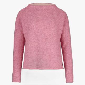 Rückansicht von rosa Walkpullover mit Rundhalsausschnitt