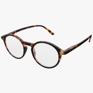 Tortoise-farbene Lesebrille mit klaren Gläsern.