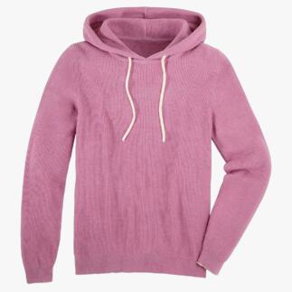 Rosafarbener Pima-Rippstrick-Hoodie, für Damen, Größe 36.