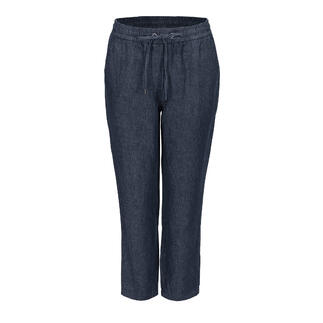 Vorderansicht von Indigo-Leinen-Joggpants.