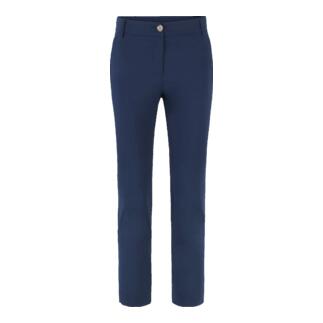 Vordere Ansicht einer blauen Herren-Hose mit Knopfverschluss.