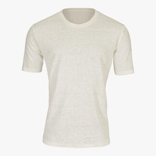 Weißes Phil Petter Edel-Leinen-Shirt aus der Frontansicht.