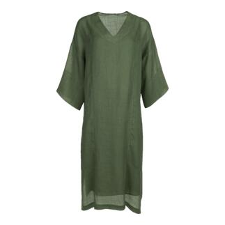 LaSalle Amsterdam Ramie-Kaftankleid in Grün mit weitem Schnitt.
