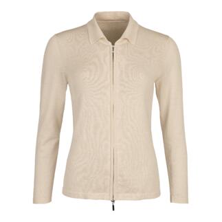 Beiger Polo-Cardigan für Damen mit Reißverschluss in Größe 36.