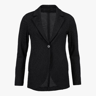 Schwarzer Blazer mit weißen Pünktchen und offenem Kragen