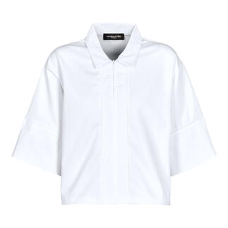 Weiße Boxy Oversize-Blusenshirt in Größe 36 mit kurzen Ärmeln.