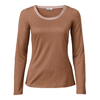 Seiden-Edelshirt in bronze mit Rundhalsausschnitt