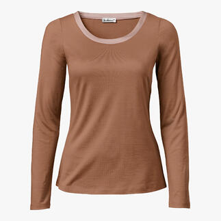 Seiden-Edelshirt in bronze mit Rundhalsausschnitt